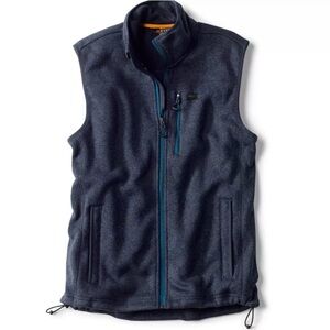 NWT Men's Navy Blue Orvis R65 “Ink” Recycled Sweater Fleece Full Zipper Vest